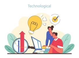 technologisch segment van plaag analyse. team evalueren innovatie gevolg Aan bedrijf groei. vector