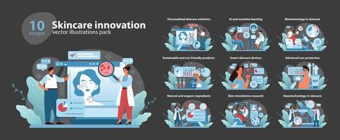 huidsverzorging innovatie set. op het randje technologie voldoet aan dermatologie. vector