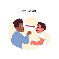 oog contact concept. twee vrolijk jongens aansluiten door direct blik vector