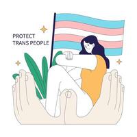 geslacht overgang. transgender persoon mentaal Gezondheid verbetering. vector