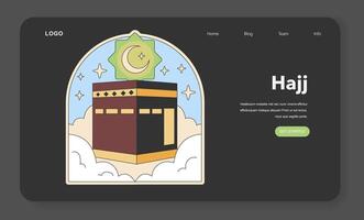 hadj bedevaart vertegenwoordiging met kaaba icoon. vlak ontwerp illustratie vector