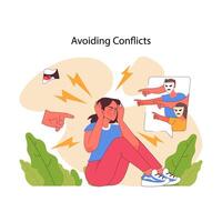 conflict vermijding concept. vlak vector illustratie