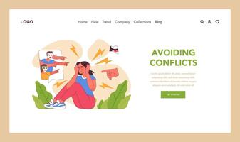 conflict vermijding concept. vlak vector illustratie