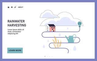 regenwater oogsten web of landen. duurzame praktijk vector