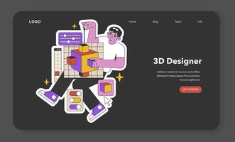 3d ontwerper vormgeven digitaal werkelijkheden. vlak vector illustratie.