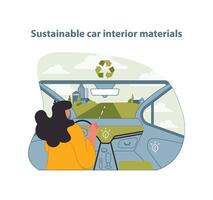 duurzame auto interieur materialen illustratie. een bedachtzaam ontworpen vector. vector