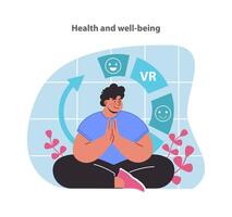 omhelzing kalmte en welzijn met onze vr meditatie illustratie. vector