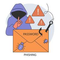 phishing gegevens diefstal technologie. cyber aanval, hacker stelen persoonlijk vector