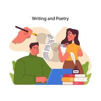 schrijven en poëzie concept. vlak vector illustratie