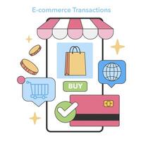 e-commerce transacties concept. vlak vector illustratie