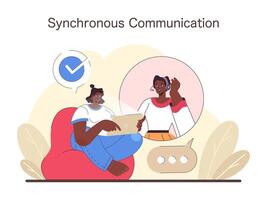 synchroon communicatie set. vlak vector illustratie
