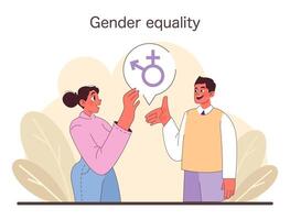een Mens en vrouw samenwerken, Holding symbolen van mannetje en vrouw vector