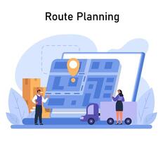 route planning concept. vlak vector illustratie