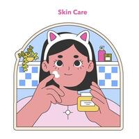 huidsverzorging routine- illustratie. vlak vector illustratie.