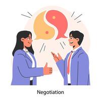 bedrijf transactie of overeenkomst. onderhandeling. meningen, belangen en points vector