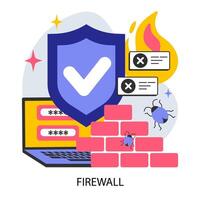 firewall. netwerk veiligheid apparaat toezicht houden inkomend en uitgaand vector