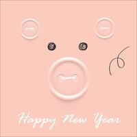 gelukkig nieuw jaar handgemaakt groet vector kaart banier met naaien toetsen, de jaar van varken in Chinese kalender