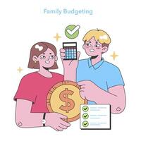 familie budgettering concept. vlak vector illustratie.