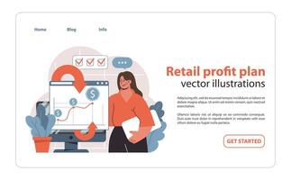 kleinhandel winst plan concept. een uitgebreid strategie presentatie van winst trends. vector