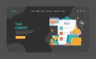 belasting credit web banier of landen bladzijde donker of nacht modus. financieel vector