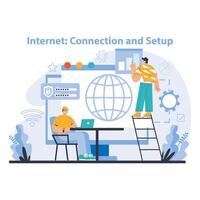 Wifi netwerk. specialist instelling omhoog, ontwikkelen en onderhouden draadloze vector