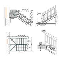 gedetailleerd bouwkundig plan van trap, bouw, industrieel vector