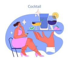 cocktail waardering concept. een sereen moment van cocktail genot, vector