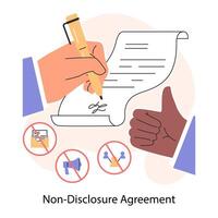 bedrijf transactie of overeenkomst. nda contract. meningen, belangen en points vector