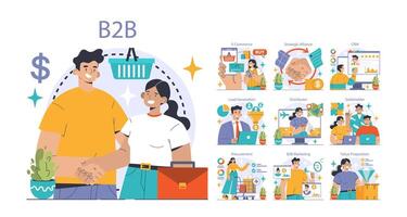 B2B handel set. vlak vector illustratie