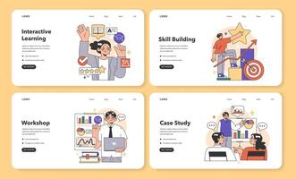 opleiding werkplaats web banier of landen bladzijde set. interactief vector