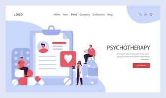 psychotherapie web banier of landen bladzijde. psychiater overleg plegen vector