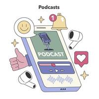 podcasts concept. vlak vector illustratie