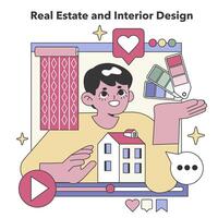 huis styling set. huis verbetering en decor tips gedeeld online. vlak vector illustratie
