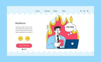 veerkracht web banier of landen bladzijde. mentaal of emotioneel sterkte vector
