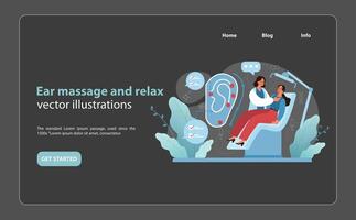 oor massage therapie. een rustig vector illustratie tonen een ontspannende oor massage therapie.