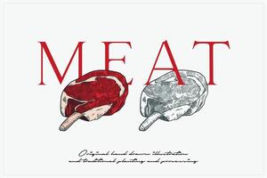 hand- getrokken vlees vector illustratie