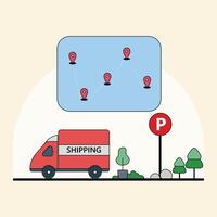 logistiek vervoer Verzending koerier lading illustratie gemakkelijk concept vlak vrachtauto vector logo