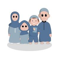 karakter schattig Ramadhan concept illustratie gelukkig moslim familie vieren heilig maand Ramadhan moskee sillhouette vector illustratie