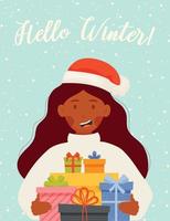 hallo winter, kerstillustratie vector