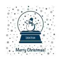 merry christmas wenskaart met sneeuwbol. gelukkig nieuwjaarsaffiche. winterthemasjabloon voor decoratie en ontwerp van wenskaarten en uitnodigingen vector