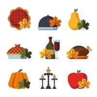 Thanksgiving voedsel pictogrammen vector