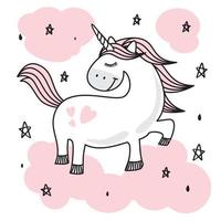 schattige roze baby eenhoorn doodle vector