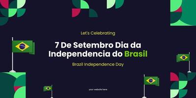 Brazilië onafhankelijkheid dag banier in kleurrijk modern meetkundig stijl. nationaal onafhankelijkheid dag groet kaart Hoes met typografie. vector illustratie voor nationaal vakantie viering partij