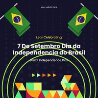 Brazilië onafhankelijkheid dag banier in kleurrijk modern meetkundig stijl. nationaal onafhankelijkheid dag groet kaart plein banier met typografie. vector illustratie voor nationaal vakantie viering partij