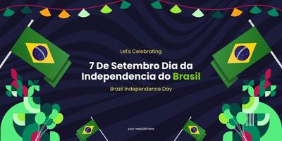 Brazilië onafhankelijkheid dag banier in kleurrijk modern meetkundig stijl. nationaal onafhankelijkheid dag groet kaart Hoes met typografie. vector illustratie voor nationaal vakantie viering partij
