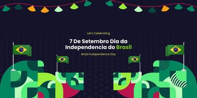 Brazilië onafhankelijkheid dag banier in kleurrijk modern meetkundig stijl. nationaal onafhankelijkheid dag groet kaart Hoes met typografie. vector illustratie voor nationaal vakantie viering partij