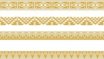 vector reeks van gouden inheems Amerikaans sier- naadloos grenzen. kader van de volkeren van Amerika, Azteken, Maya, inca's