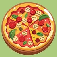 tekenfilm geïsoleerd vector beeld van een pizza. tekenfilm snel voedsel pizza sticker