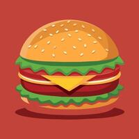 verrukkelijk tekenfilm vector artwork van een cheeseburger. tekenfilm icoon van een hamburger met kaas.