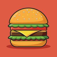 verrukkelijk tekenfilm vector artwork van een cheeseburger. tekenfilm icoon van een hamburger met kaas.